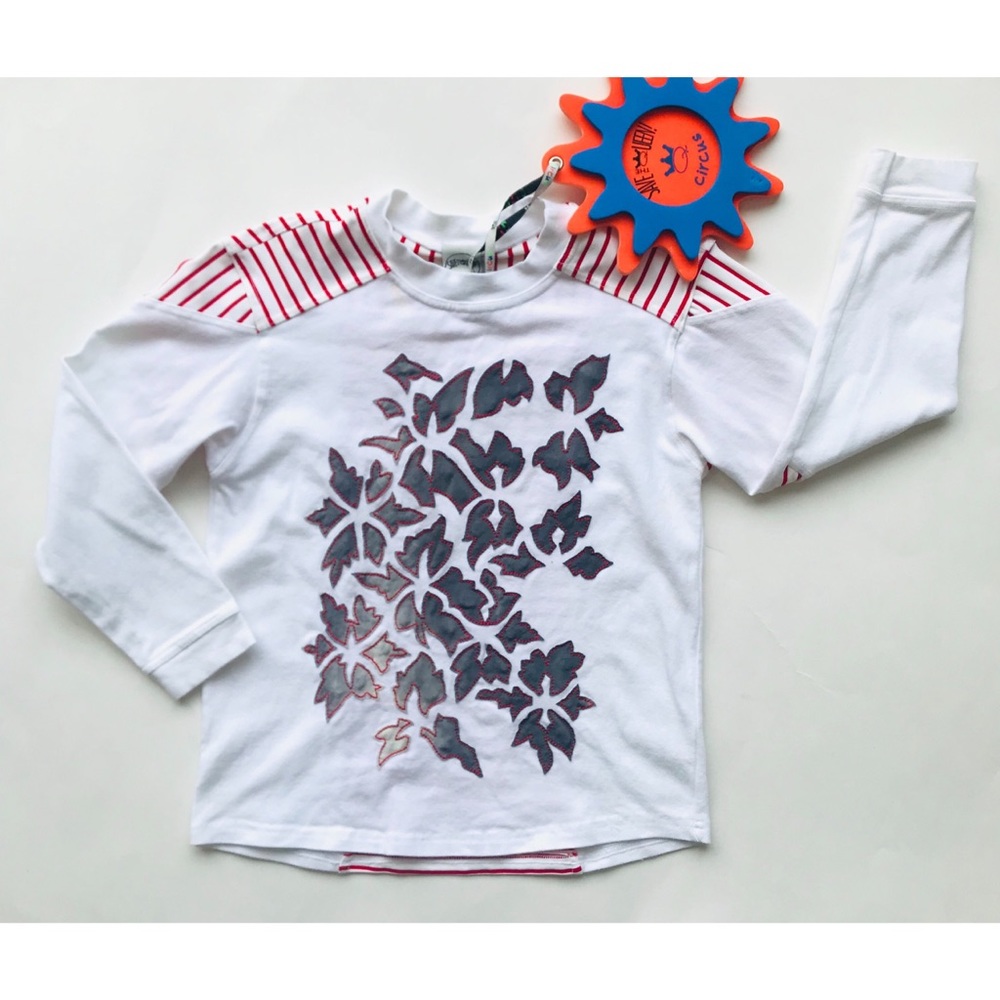 NWT Save The Queen Mixed Media Long Sleeve White Red Tee Top Boys 4 4T European